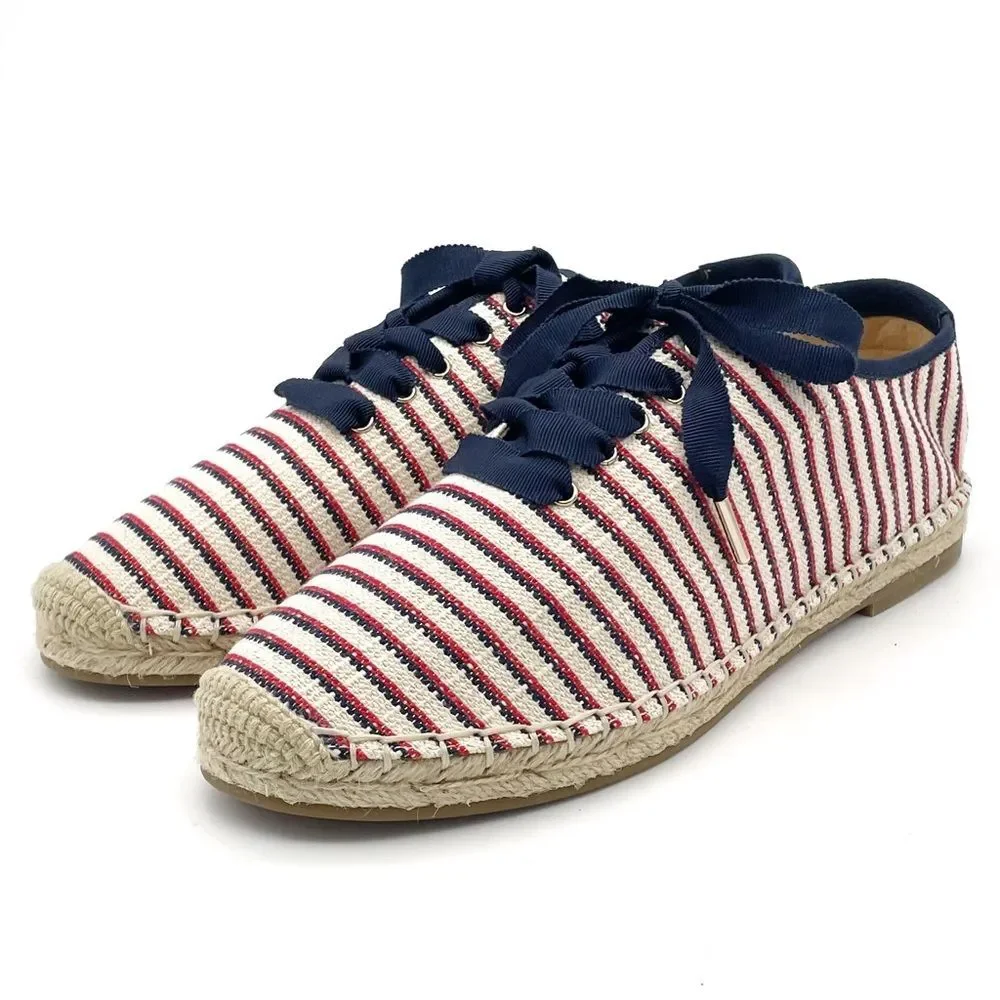NWT Joie Corston Espadrille Sneaker Navy Red Cream Gold Women’s 38.5 US 7.5-8